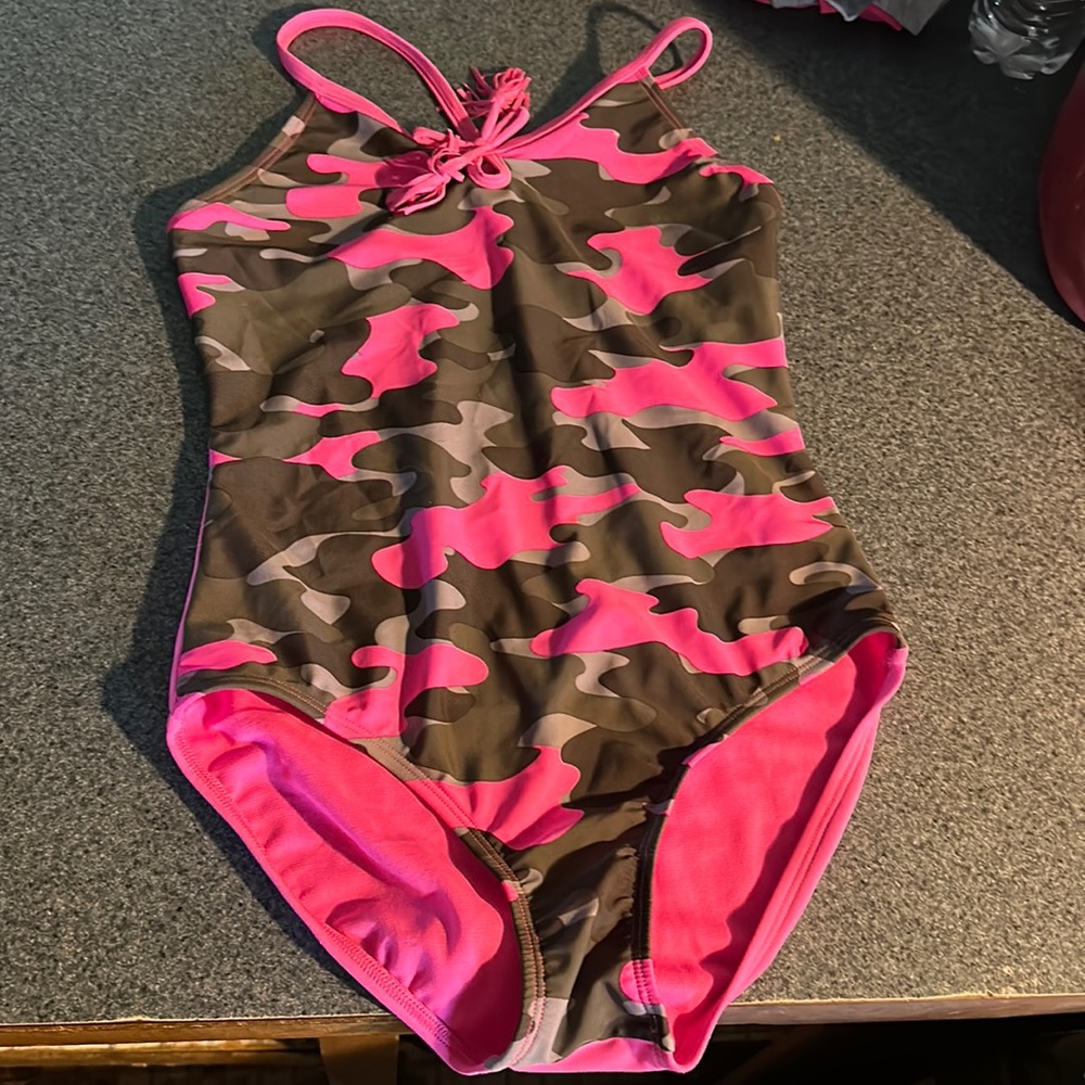 Pink and Camo One Piece Swimsuit